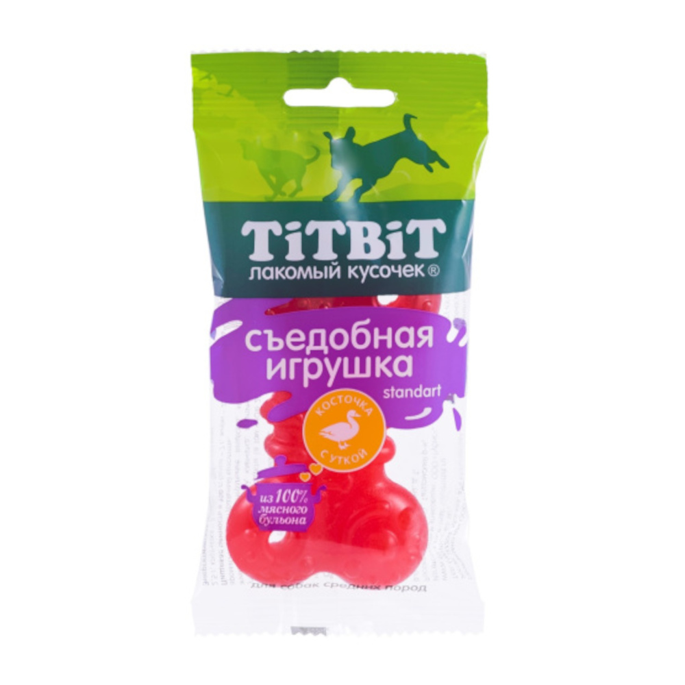 TitBit Косточка из утки Standart, съедобная игрушка для собак, 50 г<