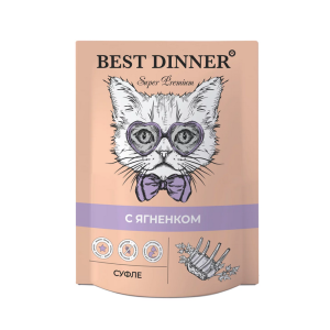 Best Dinner Мясные деликатесы консервы для кошек, суфле ягненок, пауч, 85 г