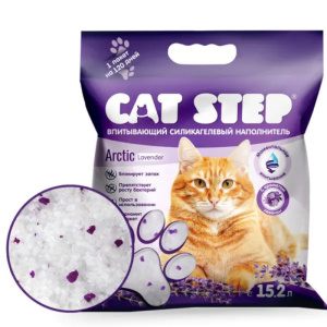 Наполнитель Cat Step Crystal Lavander впитывающий силикагелевый, 15,2 л