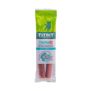 TitBit Dental Plus Снек лакомство для собак средних пород, с говядиной