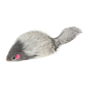 Triol Игрушка для кошек "Мышь серая", пищащая, натуральный мех, 7,5 см