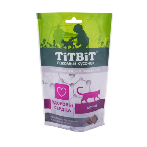 TitBit лакомство для кошек, Хрустящие подушечки с мясом индейки, для здоровья сердца, 60 г