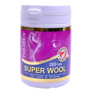 Polidex Super Wool витамины для кошек, 200 таблеток