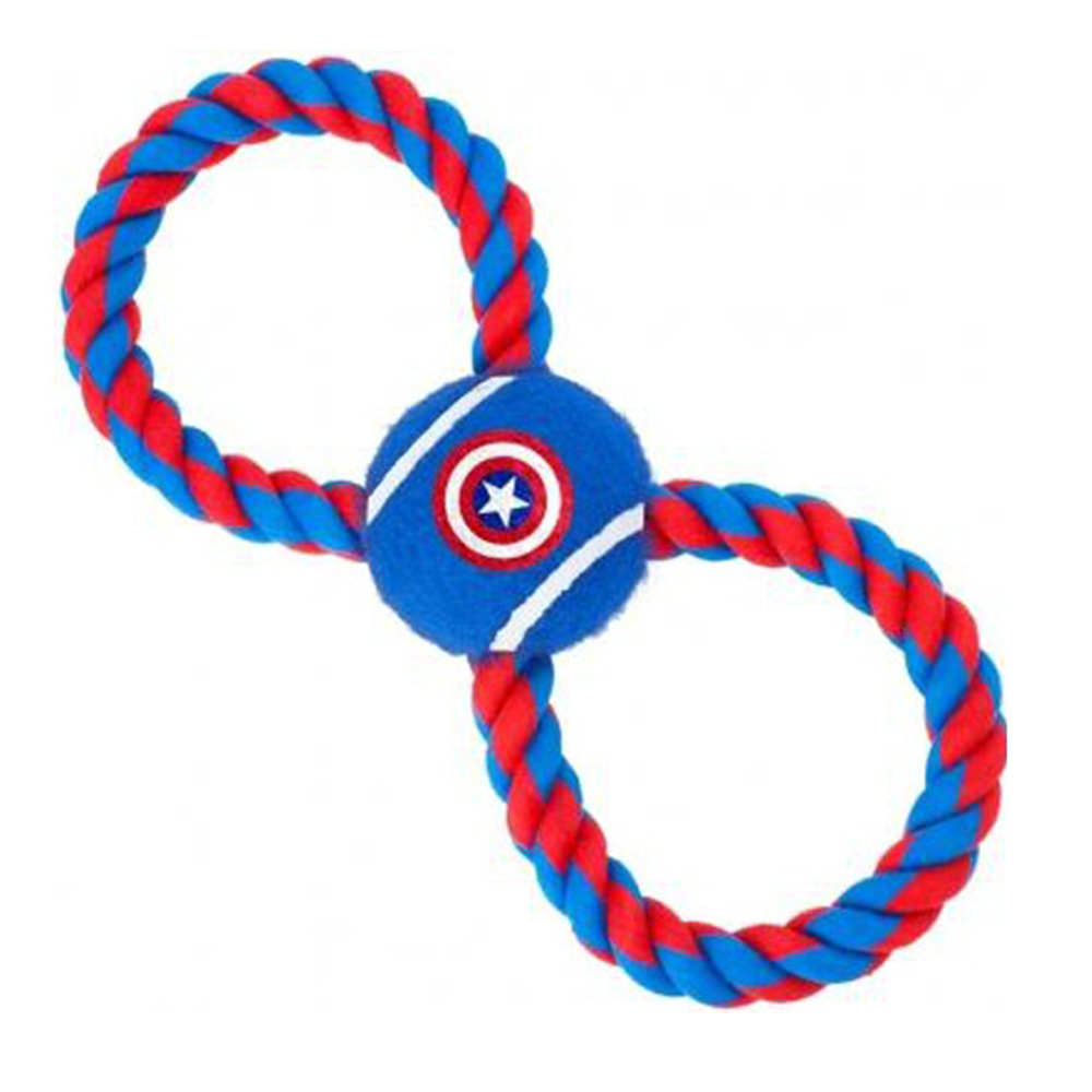 Buckle-Down игрушка для собак мячик на веревке, Капитан Америка, синий<