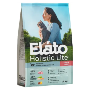 Сухой корм Elato (Элато) Holistic Lite для кастрированных и стерилизованных кошек, ягненок с индейкой, 1,5 кг