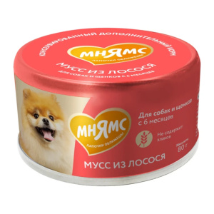 Мнямс На каждый день, консервы для собак, мусс из лосося, 80 г