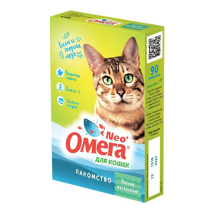 Омега Neo+ мультивитаминное лакомство для кошек с кошачьей мятой, 90 таблеток