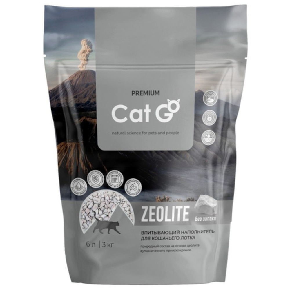 Наполнитель Cat Go Zeolite впитывающий, цеолитовый, 6 л (3 кг)<