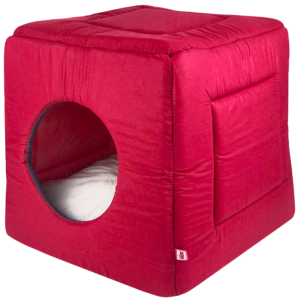 Zooexpress дом куб-трансоформер №1, бордо, поплин, 42х42х40 см