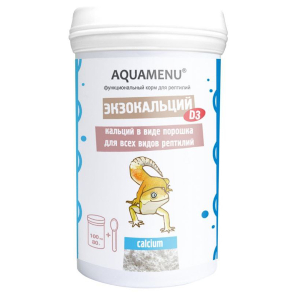 Aquamenu Экзокальций+D3 минеральная добавка c витамином D3 для всех видов рептилий, 100 мл <