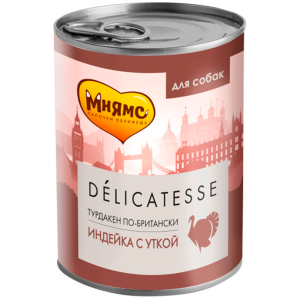 Мнямс Delicatesse консервы для собак, Турдакен по-британски, паштет из индейки с уткой, 400 г