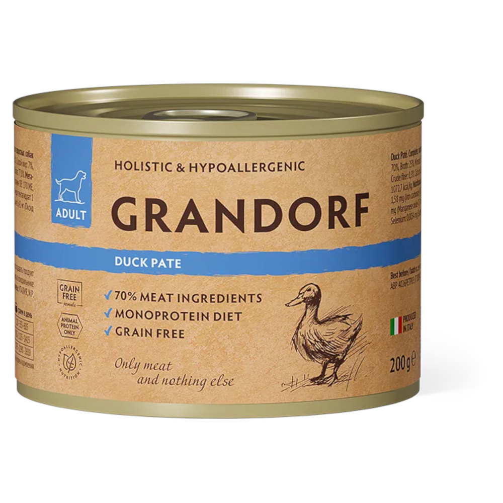 Grandorf консервы для собак, паштет из утки, 200 г<
