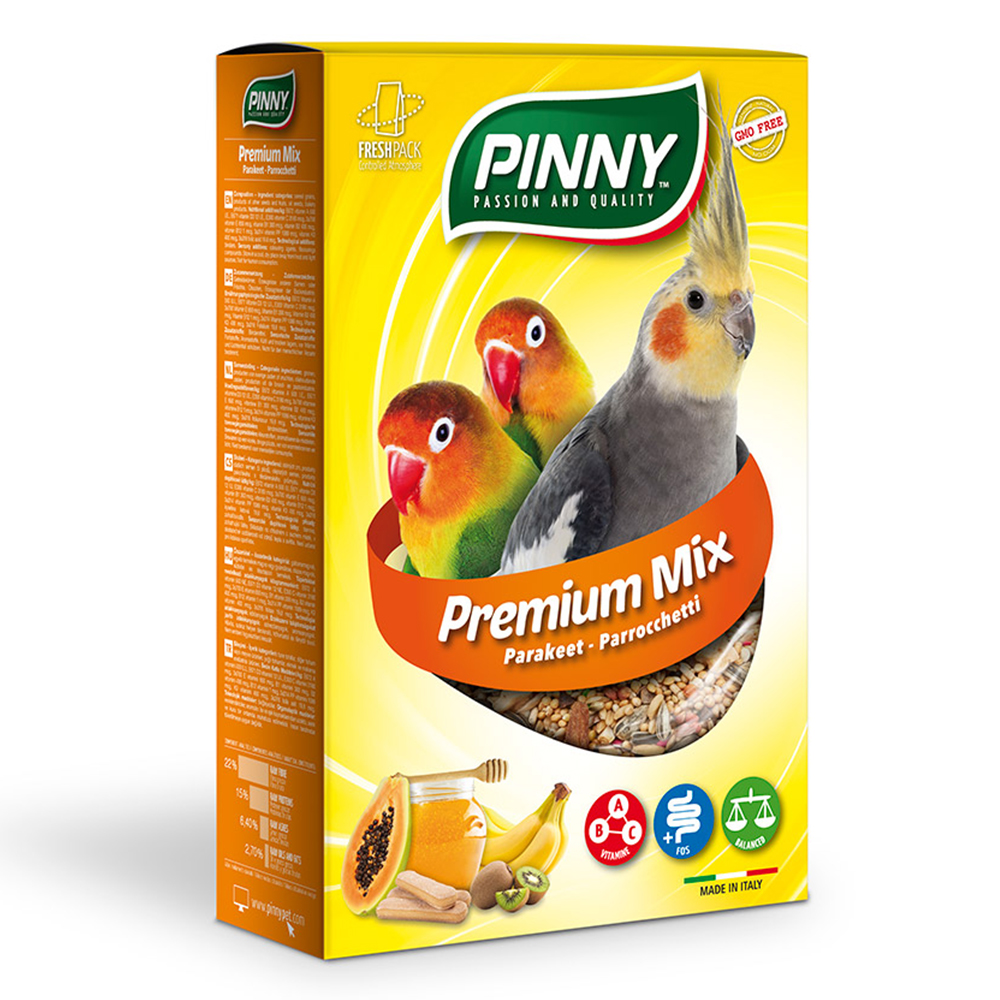 PINNY PM Полнорационный корм для средних попугаев с фруктами, бисквитом и витаминами, 800 г <