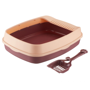 Pet-it Туалет-лоток с бортиками и с совком, розовый, 46х34х12 см