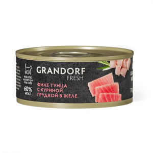 Grandorf Fresh консервы для кошек, филе тунца с куриной грудкой в желе, 70 г