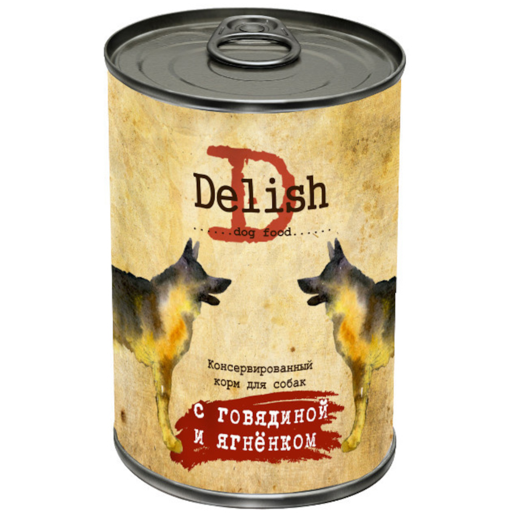 Delish консервы для собак, говядина и ягненок, 400 г<