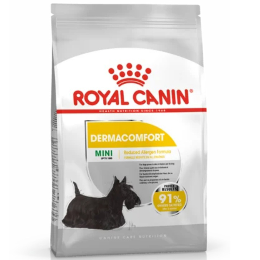 Royal Canin для взрослых собак мелких пород при раздражениях и зуде кожи, Mini Dermacomfort, 1 кг<