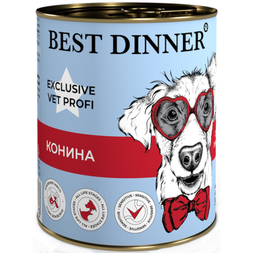 Best Dinner Vet Profi консервы для собак с чувствительным пищеварением, Gastro Intestinal, конина, 340 г<