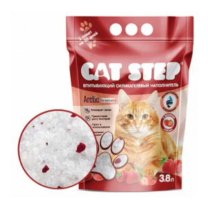 Наполнитель Cat Step Клубника, впитывающий, силикагелевый, 3,8 л