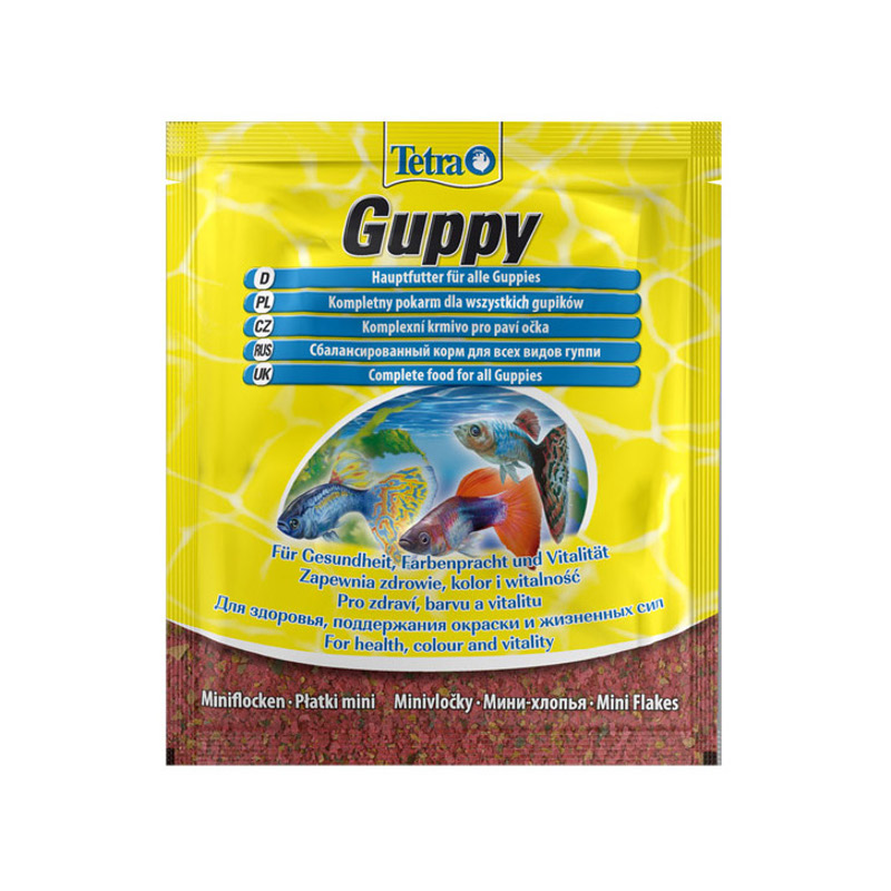 Tetra Guppy Flakes хлопьевидный корм для гуппи, 12 г<