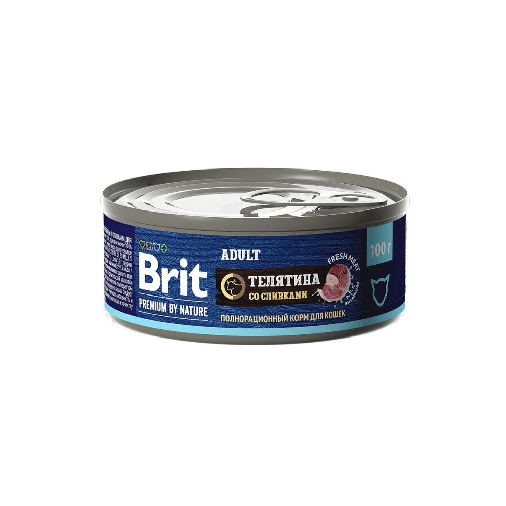 Brit Premium консервы для взрослых кошек, паштет телятина со сливками, 100 г<