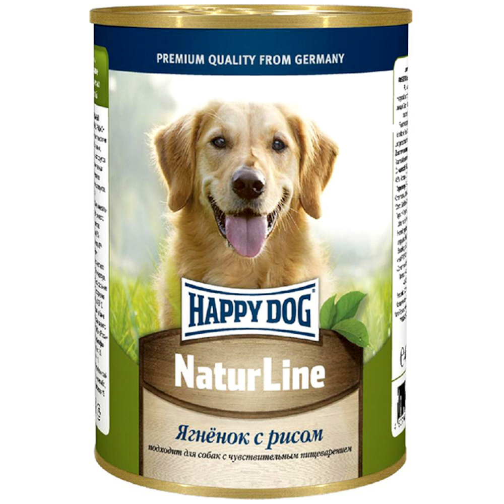 Happy Dog консервы для собак всех пород, ягненок с рисом, 410 г<