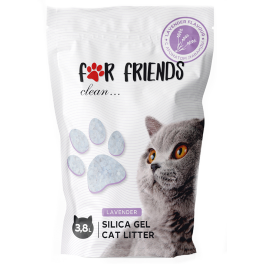 Наполнитель For Friends Lavander впитывающий, силикагелевый, 3,8 л<