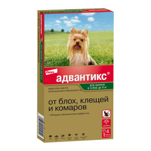 Адвантикс 40 капли инсектоакарицидные для собак до 4 кг 1 уп. (1 пип)