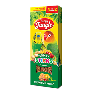 Happy Jungle палочки для птиц, микс три вкуса, 3 шт