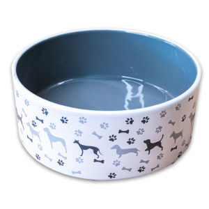 Mr.Kranch миска керамическая для собак с рисунком, серая, 350 мл