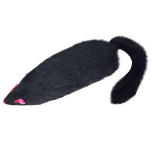 Triol Игрушка для кошек "Мышь черная", пищащая, натуральный мех, 14 см