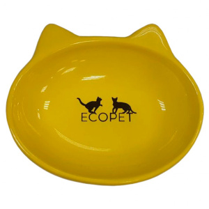 Ecopet Миска керамическая овальная, желтая, 190 мл