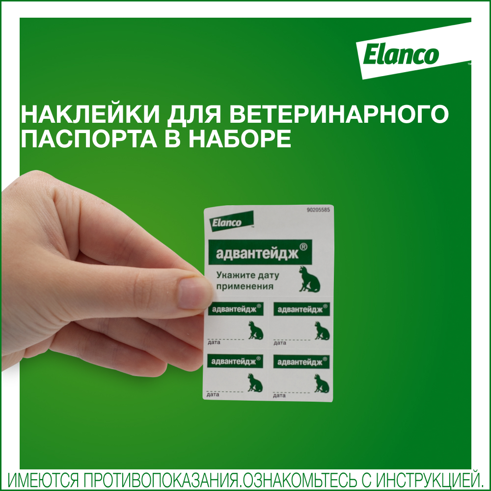 Advantage 40 капли инсектицидные для кошек до 4 кг, 4 пипетки