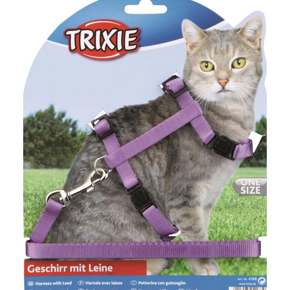 Trixie Шлейка с поводком для кошек, 10 мм, нейлон, 35 см<