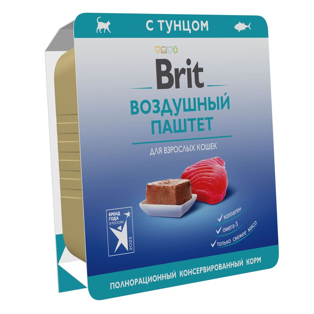 Brit консервы для кошек, Воздушный паштет, тунец, 100 г<