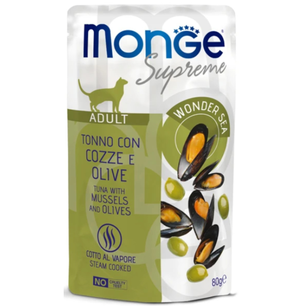Monge Supreme консервы для кошек, с мидиями и оливками, 80 г<