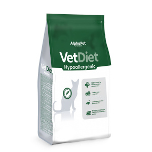 AlphaPet Vet Diet Hypoallergenic, ветеринарная диета для кошек при аллергии, 1,5 кг