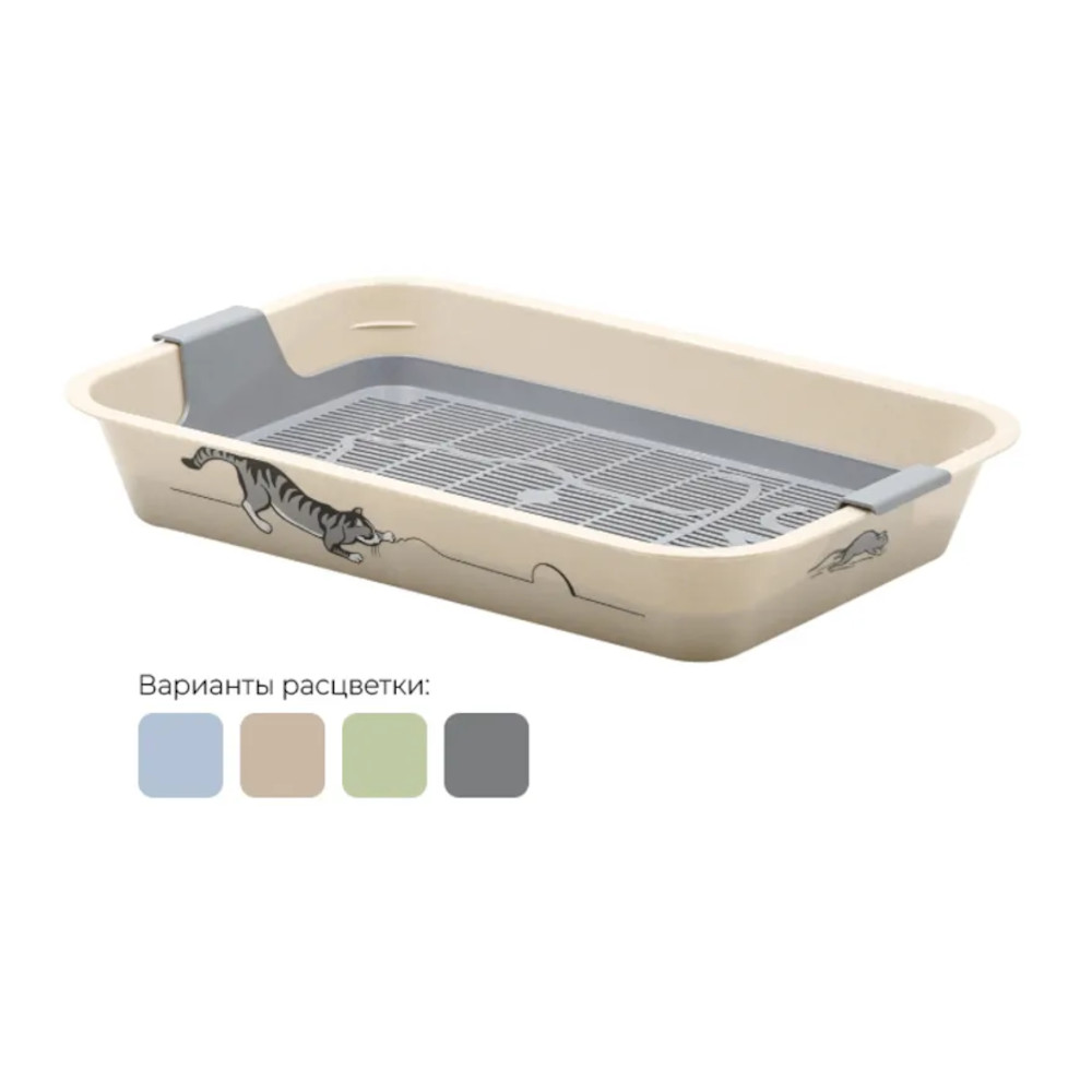 Zooexpress туалет лоток с сеткой Кис с рисунком, 40х26,5х6,5 см<