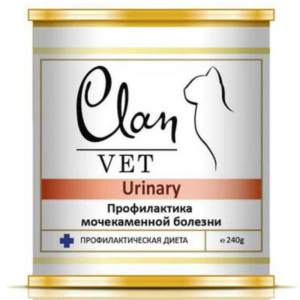 Clan Vet диетические консервы для кошек, профилактика МКБ, Urinary, 240 г