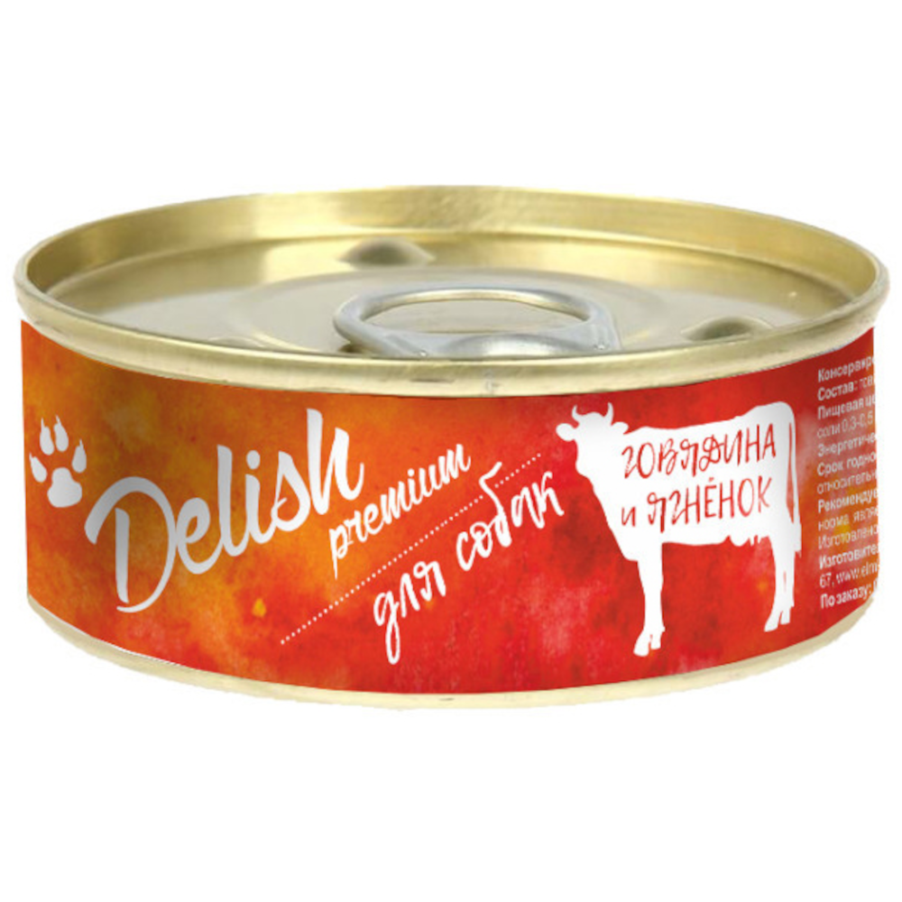 Delish Premium консервы для собак, говядина и ягненок, 100 г<