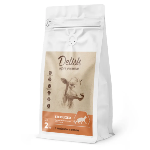 Сухой корм Delish Super Premium для стерилизованных кошек, ягненок с рисом, 2 кг