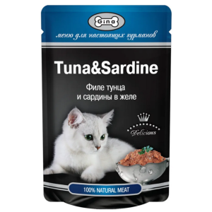 Gina Cat консервы для кошек, тунец и сардины в желе, 85 г