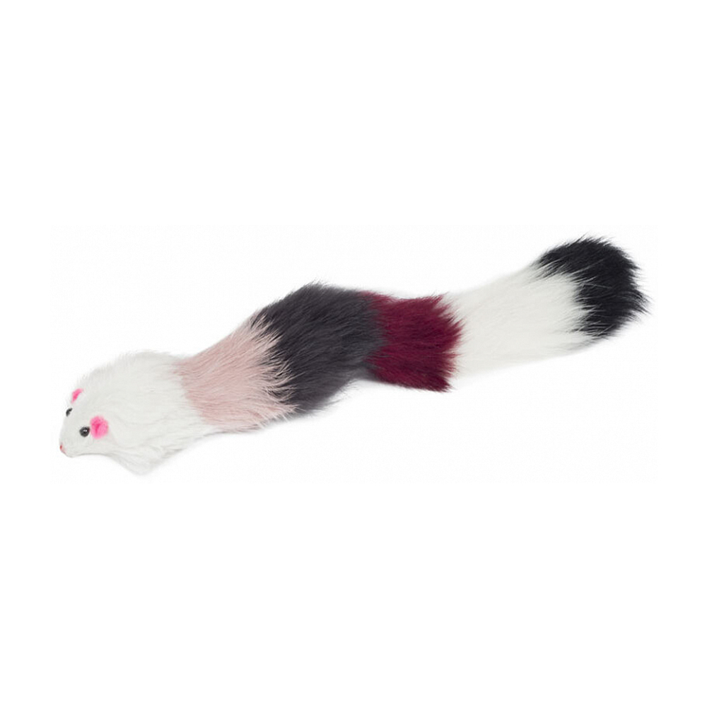 Triol Игрушка для кошек "Мышь погремушка", натуральный мех, 23 см<