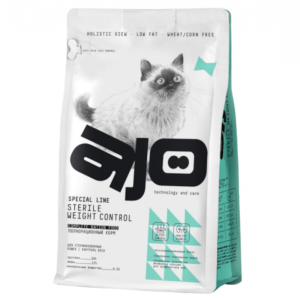 AJO сухой корм для стерилизованных кошек, контроль веса, курица со свининой и рисом, 400 г
