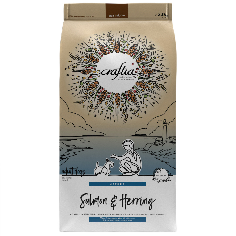 Craftia Natura сухой корм для собак мелких пород, лосось и сельдь, 2 кг<