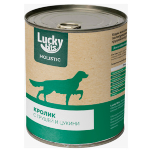 Lucky Bits консервы для собак всех пород, кролик с грушей и цукини, 970 г