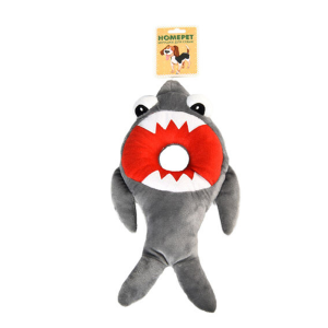Homepet игрушка для собак "Акула со спасательным кругом" с пищалкой, плюш, 37,5 см