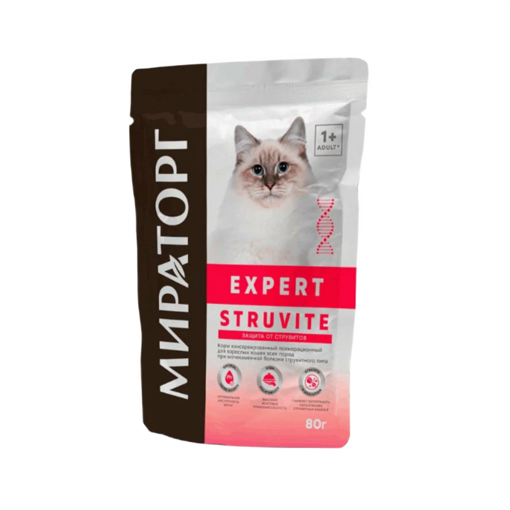 Мираторг Expert ветеринарные консервы для кошек, Струвит, при заболевании мочевыводящих путей, 85 г<