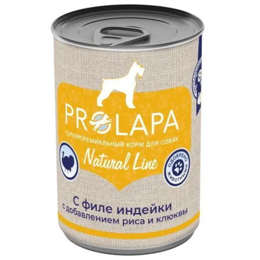 ProLapa Natural Line консервы для собак, филе индейки с рисом и клюквой, 400 г<