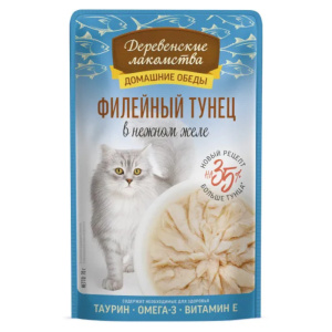 Деревенские лакомства Домашние обеды консервы для кошек, филейный тунец в желе, 70 г